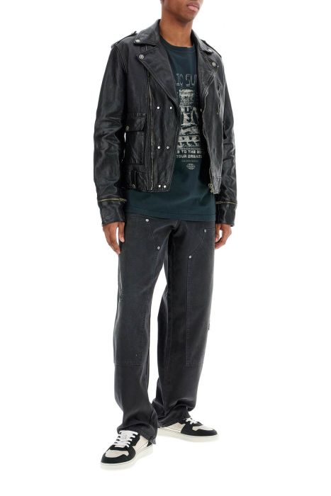 golden goose painter pants in black cotton destroyed effect journey