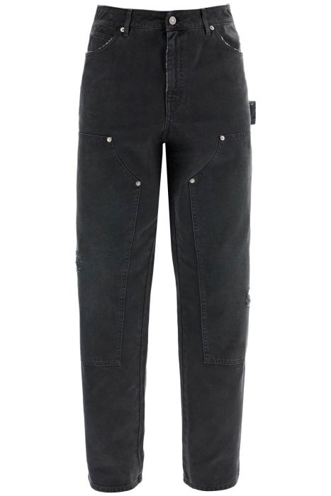 golden goose painter pants in black cotton destroyed effect journey