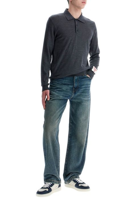 golden goose charcoal virgin wool polo with golden applications