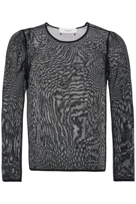 golden goose black viscose sweater with small metallic applications