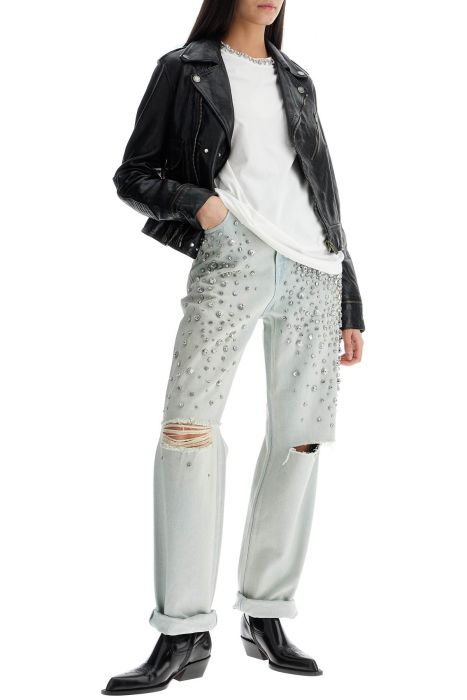 golden goose shiny black sheepskin biker jacket with sturdy zip
