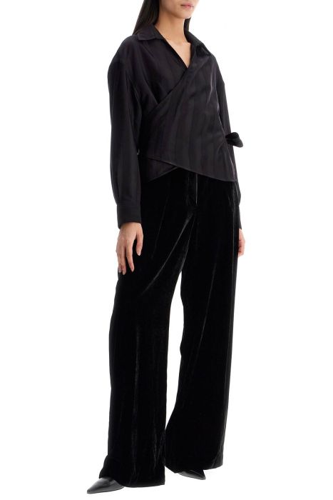 golden goose women's wrap shirt in night stripe viscose