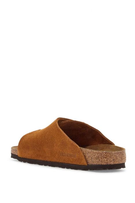 birkenstock mink suede slippers with two adjustable straps