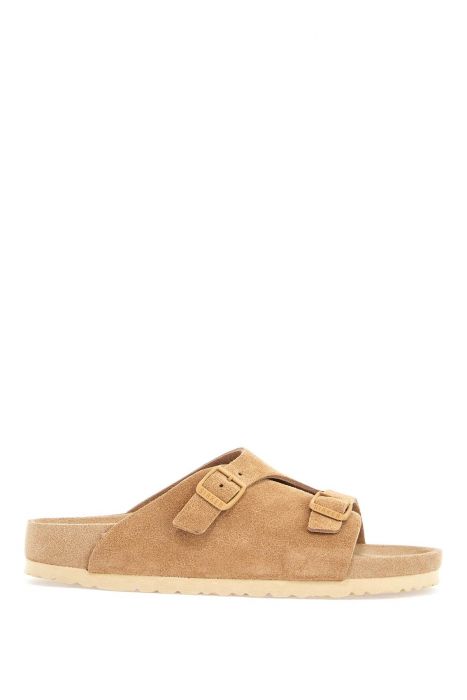 birkenstock sandali zurich in pelle scamosciata beige con fibbie regolabili
