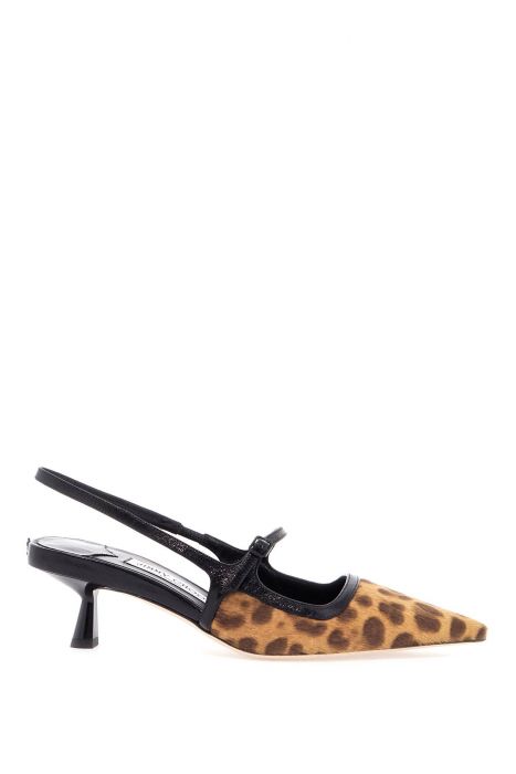 jimmy choo décolleté leopardato in pelle con tacco 45mm e punta appuntita