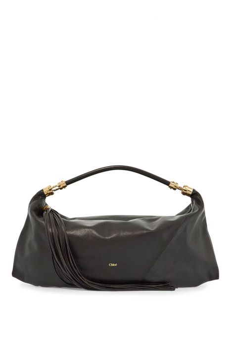 chloe' brown calfskin bag with scarf fringe