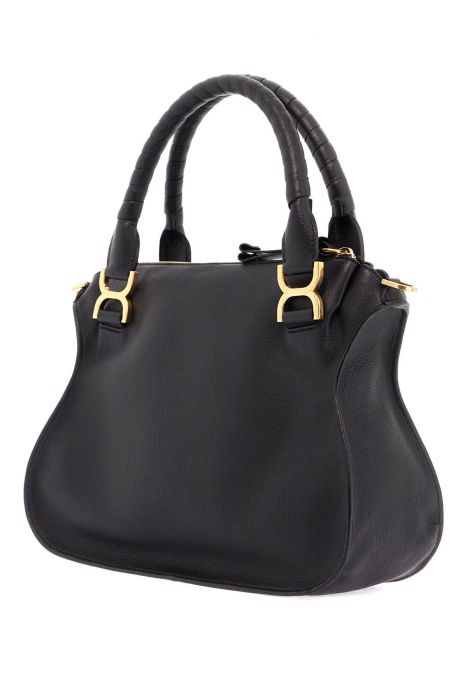 chloe' black calfskin handbag with braided handles marcie