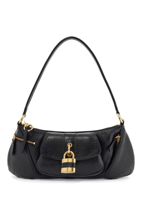 chloe' medium black leather bag with padlock closure