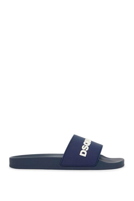 dsquared2 navy blue polyurethane slippers with minimalist design and leather sole