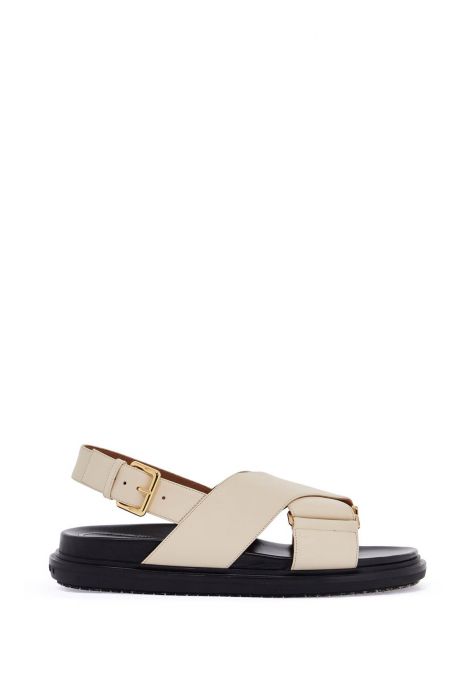 marni sandali fussbett in pelle silk white con tacco basso