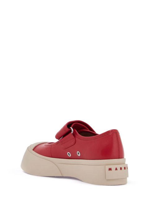 marni intense crimson calfskin sneakers with velcro closure