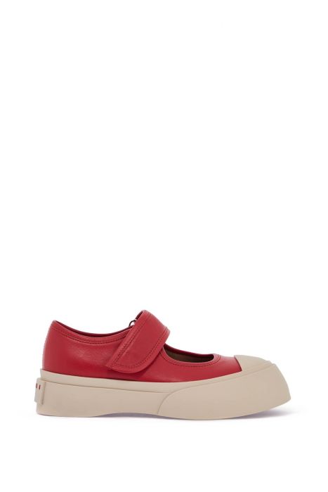 marni sneakers in pelle di vitello rosso intenso con chiusura in velcro