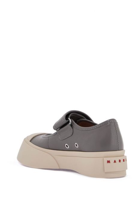 marni gray calfskin low-top sneakers with hook-and-loop closure