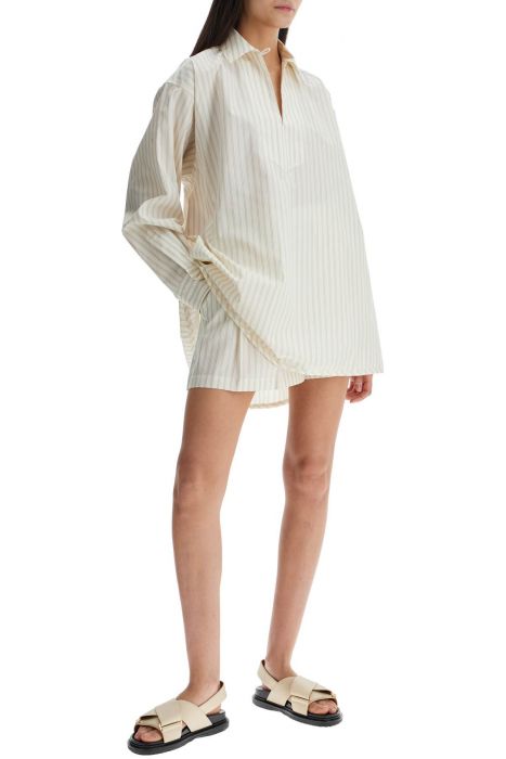marni ivory striped cotton top with embroidered logo