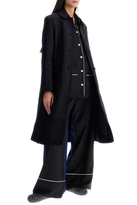 marni black wool shirt with white stitching