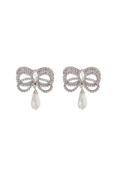 alessandra rich orecchini in ottone ipoallergenico argento con fiocco e perla pendente
