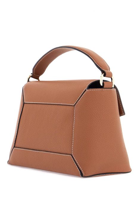 strathberry brown calf leather handbag with mosaic design and shoulder strap