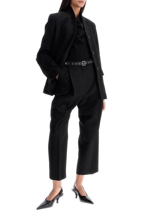 toteme black double-breasted jacket in recycled polyester and wool