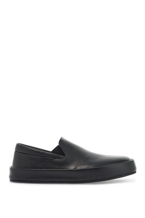 marsell minimalist black calfskin slip-on slippers with rubber sole