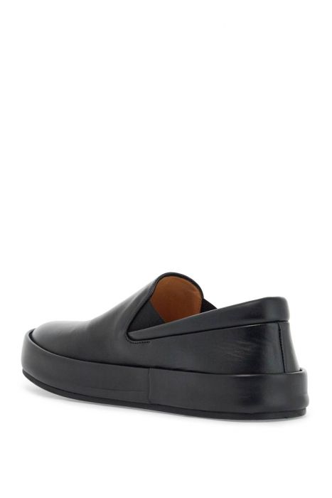 marsell minimalist black calfskin slip-on slippers with rubber sole