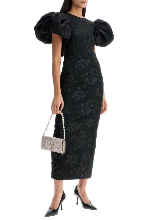 rotate 3d jacquard midi dress black floral