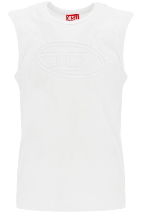 diesel white cotton tank top with wide neckline