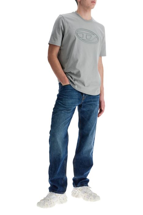 diesel blue denim straight leg cotton jeans with contrast stitching