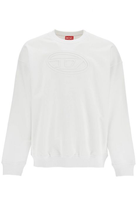 diesel white cotton sweatshirt with raised logo for men