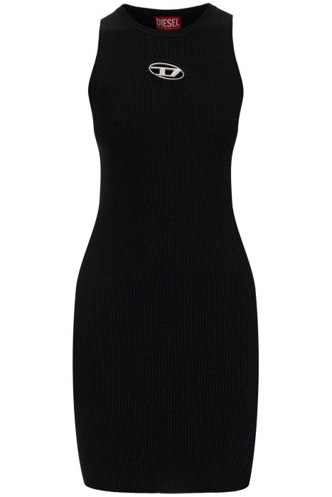 diesel black ribbed viscose dress with wide neckline