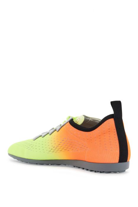 valentino garavani lime green and fluorescent orange sporty sneakers in cotton and pu bold design