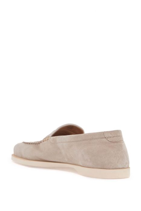 john lobb men's suede lace-up shoes in sand with flexible sole