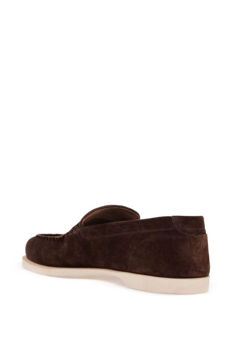 john lobb dark brown suede casual shoes with velcro closure