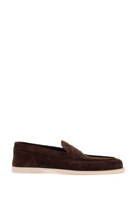 john lobb dark brown suede casual shoes with velcro closure
