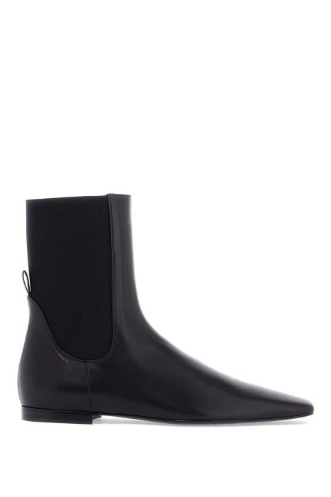 toteme shiny black leather chelsea boots with rubber sole