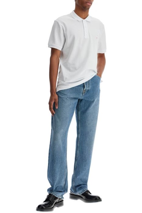 moschino white cotton polo with delicate embroidery