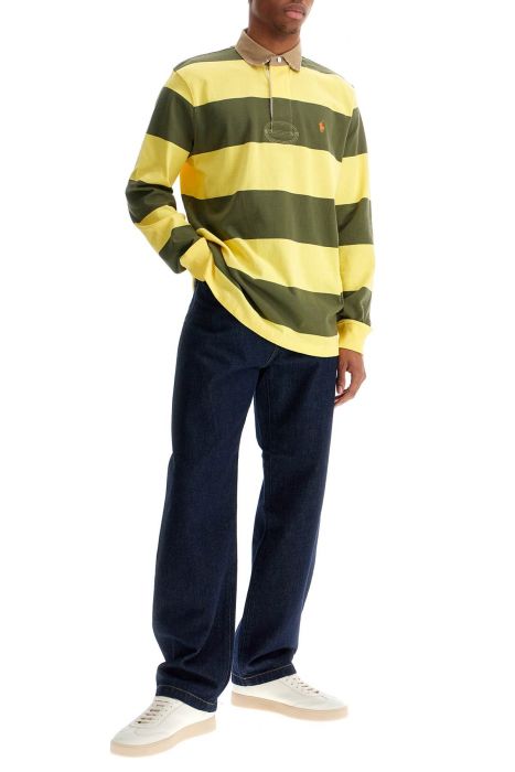 polo ralph lauren olive green and yellow striped cotton polo