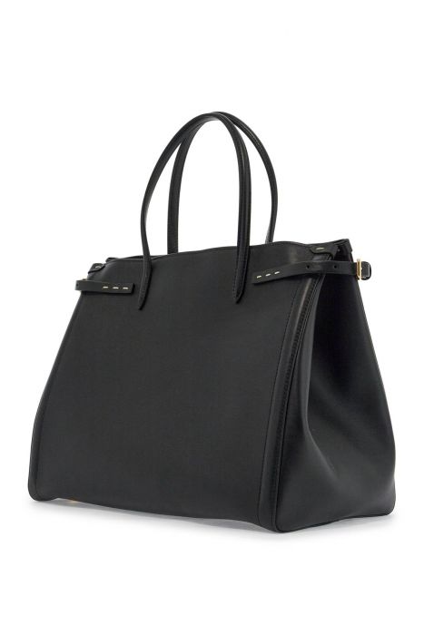 valentino garavani borsa tote in pelle nera con manici e tracolla
