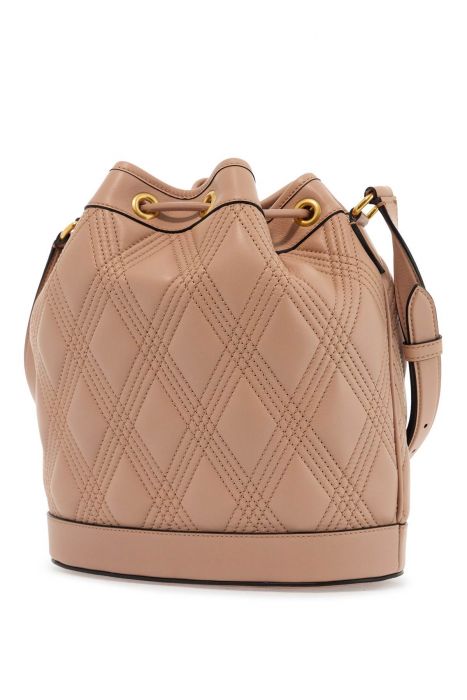valentino garavani quilted pink leather bucket crossbody bag with golden details
