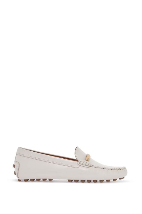 tod's mocassino gommino in pelle di vitello bianco calce con tacco basso