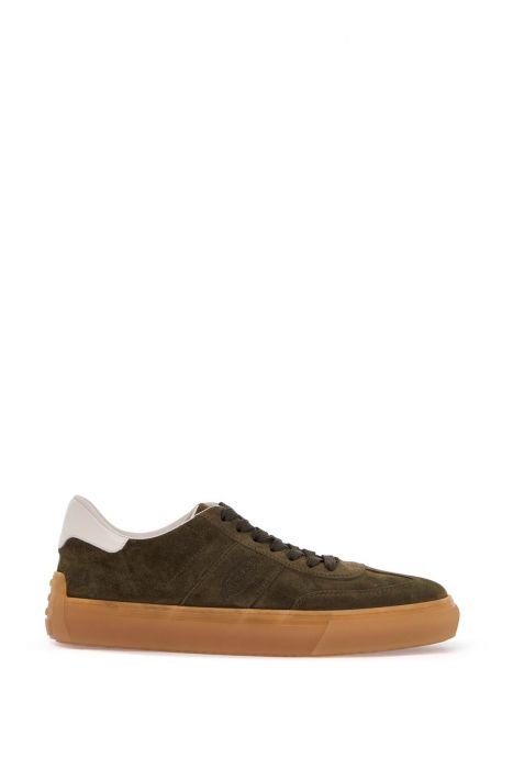 tod's scarpe stringate in pelle scamosciata verde oliva con suola antiscivolo