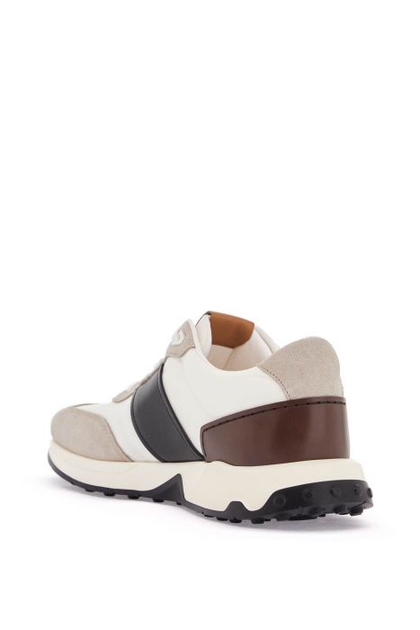 tod's elegant sporty sneakers in white leather and suede running mid volume 63k