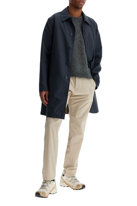 herno long blue waterproof coat in high-quality polyester with buttons