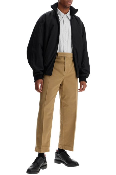 thom browne medium grey cotton oxford shirt with rwb cuffs