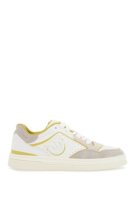 pinko sneakers mandy 08 in pelle bianca con dettagli lime per donna