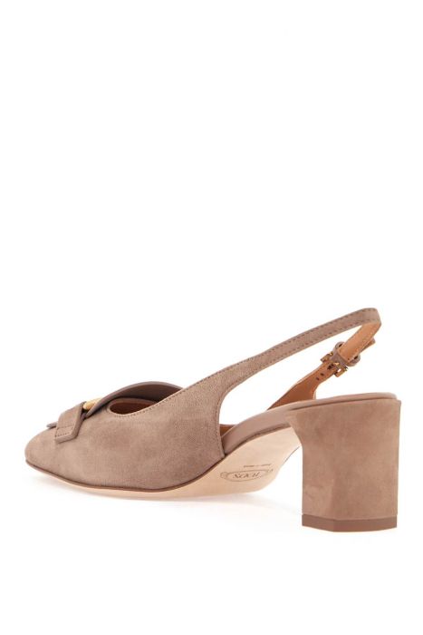 tod's cappuccino goat leather pumps with metal bar