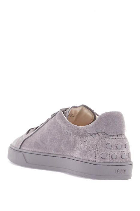 tod's lace-up shoes in suede mouse grey with rubber sole