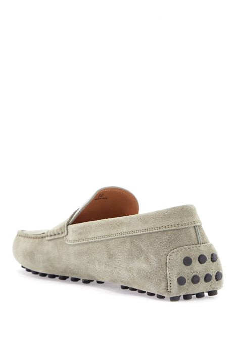 tod's beige suede driving moccasin for men with rubber sole