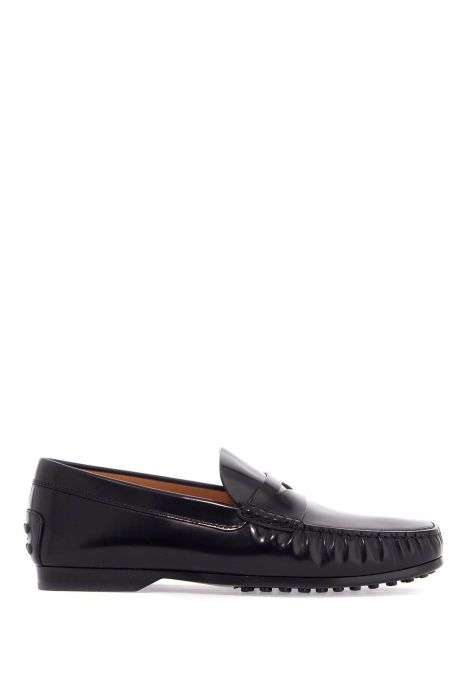 tod's mocassino uomo pelle di vitello nero con inserto elegante e suola gomma