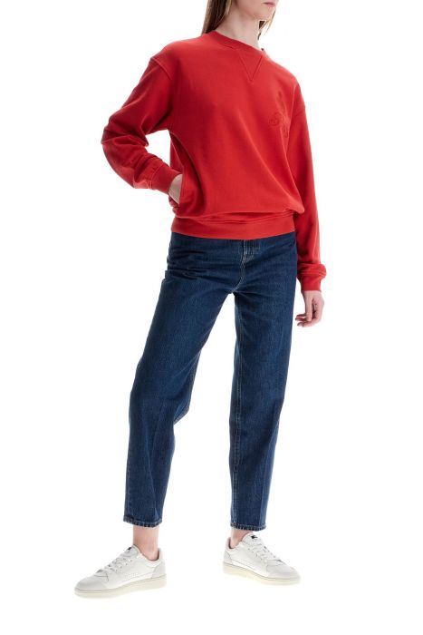 frame maglione in cotone rosso con ricamo logo