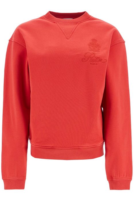 frame maglione in cotone rosso con ricamo logo